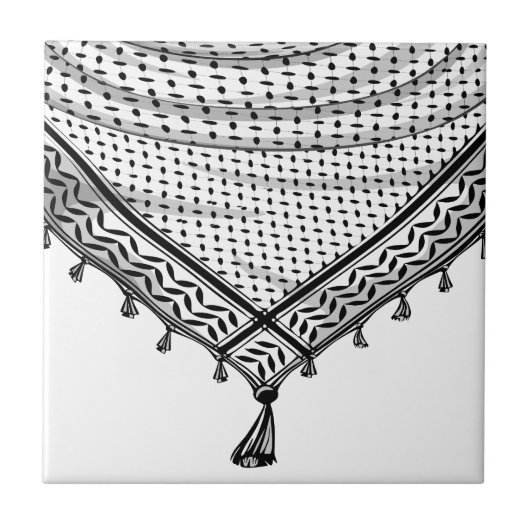 Keffiyeh Palestijnse sjaal Traditionele stof Tegeltje (Voorkant)
