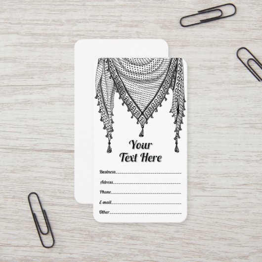 Keffiyeh Palestijnse sjaal Traditionele stof Visitekaartje (Voorkant / Achterkant in situ)