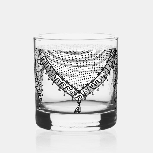Keffiyeh Palestijnse sjaal Traditionele stof Whisky Glas (Voorkant)
