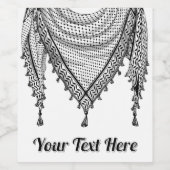 Keffiyeh Palestijnse sjaal Traditionele stof Wijn Etiket (Enkel label)