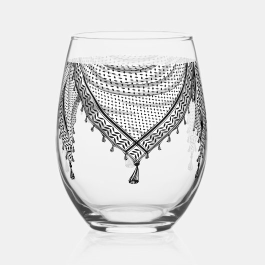 Keffiyeh Palestijnse sjaal Traditionele stof Wijnglas Zonder Voet (Voorkant)