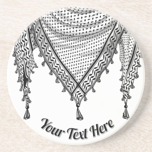 Keffiyeh Palestijnse sjaal Traditionele stof Zandsteen Onderzetter (Voorkant)