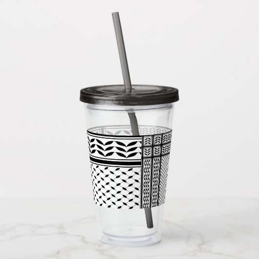 Keffiyeh Symbool van het Palestijnse Verzetspatroo Acryl Drinkbeker (Links)