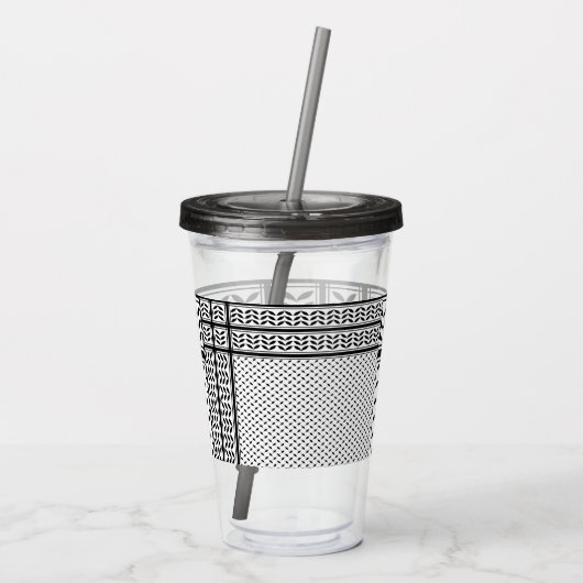Keffiyeh Symbool van het Palestijnse Verzetspatroo Acryl Drinkbeker (Achterkant)