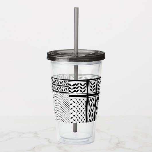 Keffiyeh Symbool van het Palestijnse Verzetspatroo Acryl Drinkbeker (Rechts)
