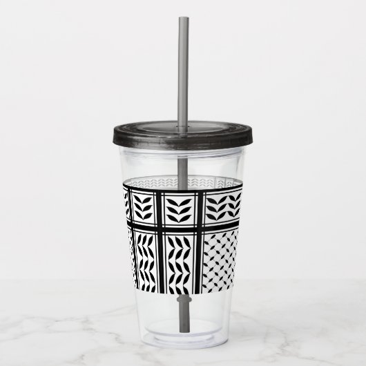 Keffiyeh Symbool van het Palestijnse Verzetspatroo Acryl Drinkbeker (Voorkant)