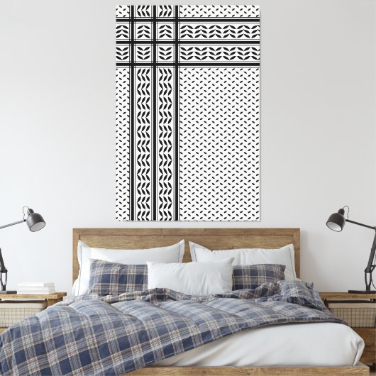 Keffiyeh Symbool van het Palestijnse Verzetspatroo Canvas Afdruk (Insitu (Slaapkamer))