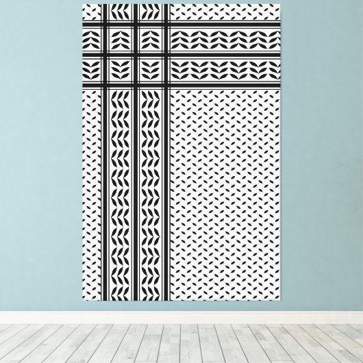 Keffiyeh Symbool van het Palestijnse Verzetspatroo Canvas Afdruk (Insitu (Houten vloer))
