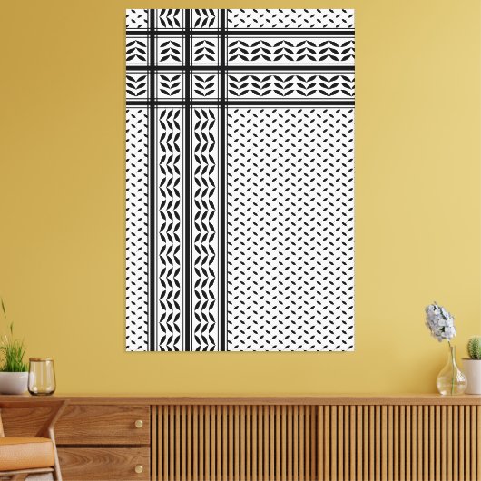 Keffiyeh Symbool van het Palestijnse Verzetspatroo Canvas Afdruk (Insitu (Woonkamer))