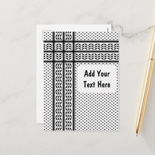 Keffiyeh Symbool van het Palestijnse Verzetspatroo Feestdagenkaart (Voorkant / Achterkant in situ)