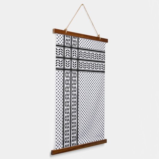 Keffiyeh Symbool van het Palestijnse Verzetspatroo Hangend Wandkleed (Gebogen)