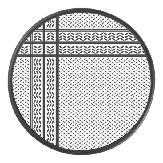 Keffiyeh Symbool van het Palestijnse Verzetspatroo Hockey Puck (Voorkant)