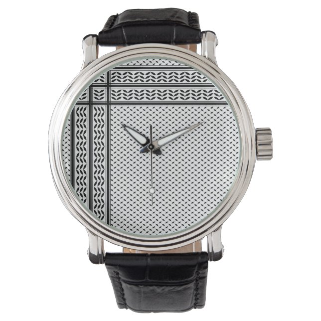 Keffiyeh Symbool van het Palestijnse Verzetspatroo Horloge (Voorkant)