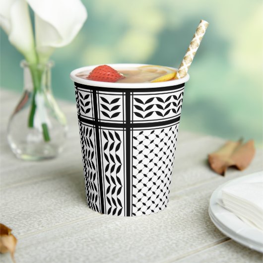 Keffiyeh Symbool van het Palestijnse Verzetspatroo Papieren Bekers (Insitu)