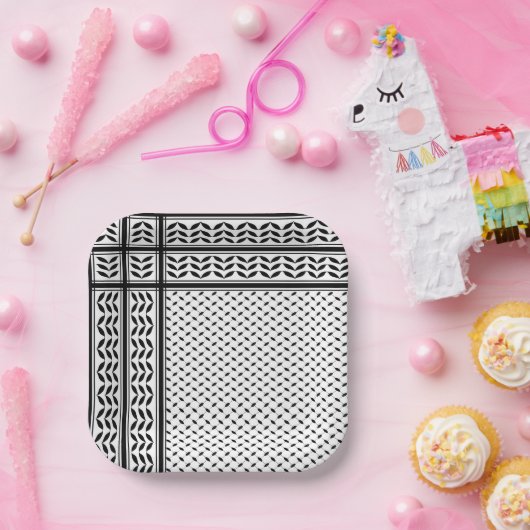 Keffiyeh Symbool van het Palestijnse Verzetspatroo Papieren Bordje (Feest)