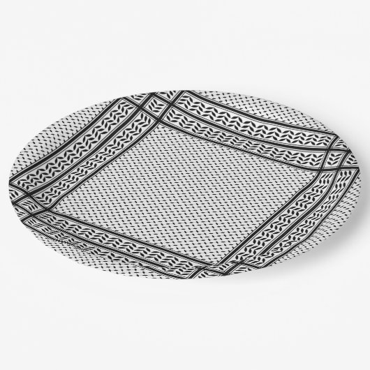 Keffiyeh Symbool van het Palestijnse Verzetspatroo Papieren Bordje (Gekanteld)