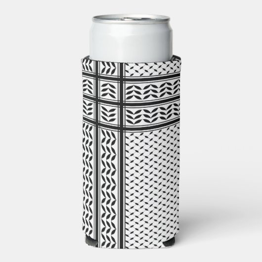 Keffiyeh Symbool van het Palestijnse Verzetspatroo Seltzer Blikjeskoeler (Seltzer Voorkant)