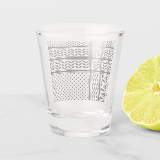 Keffiyeh Symbool van het Palestijnse Verzetspatroo Shot Glas (Achterkant)