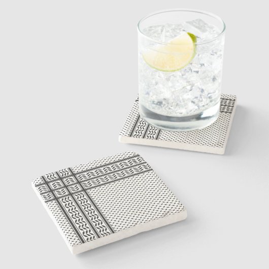 Keffiyeh Symbool van het Palestijnse Verzetspatroo Stenen Onderzetter (Zijkant)