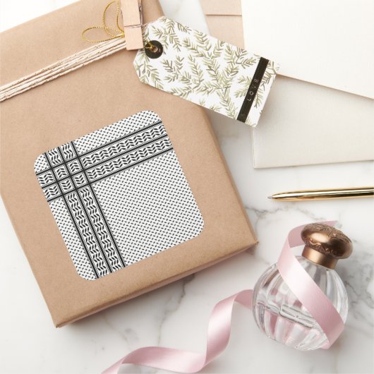 Keffiyeh Symbool van het Palestijnse Verzetspatroo Vierkante Sticker (Geschenken)