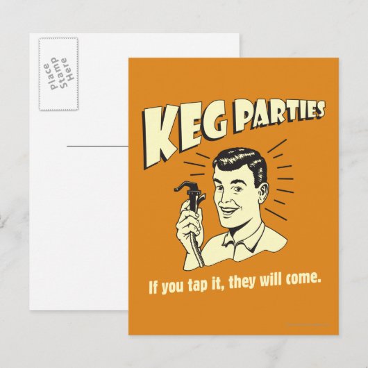 Keg Party: Als je er op tikt, komen ze. Briefkaart (Voorkant / Achterkant)