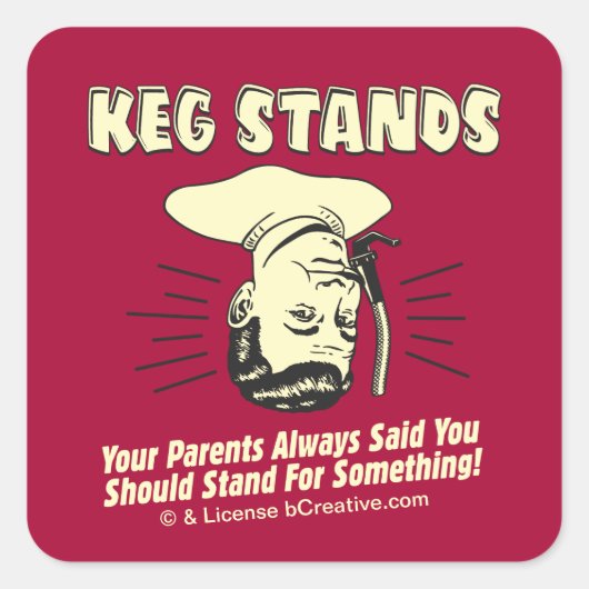 Keg Stands: Ouders staan iets op Vierkante Sticker (Voorkant)