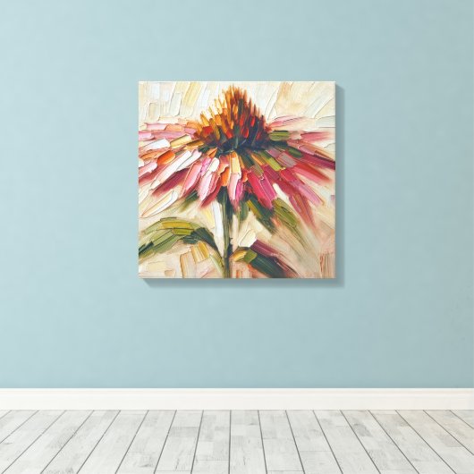 Kegelbloem impasto schilderij canvas afdruk (Insitu (Houten vloer))