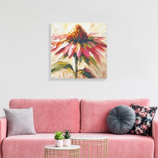 Kegelbloem impasto schilderij canvas afdruk (Insitu (Woonkamer))