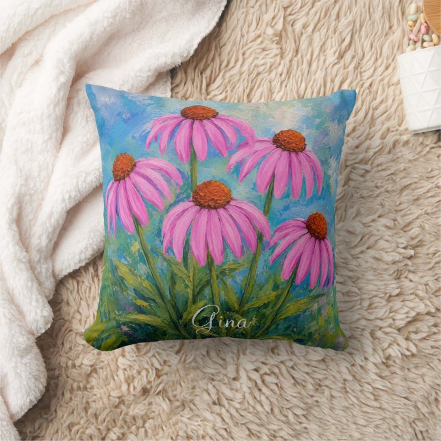 Kegelbloemen Worpkussen Met Tekst Kussen (Deken)