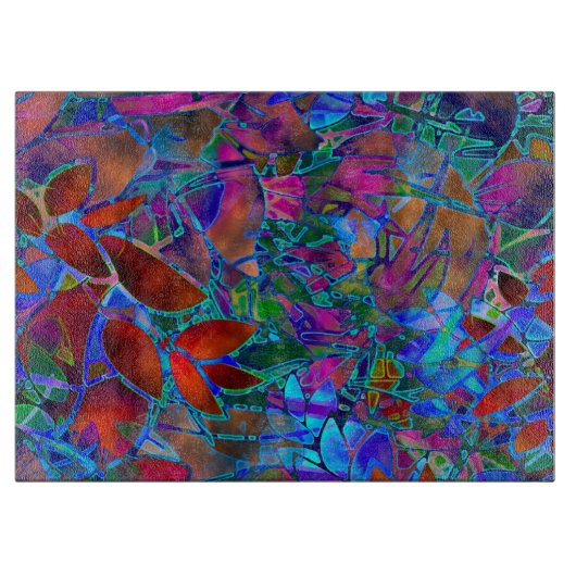 Kegelbord Floral Abstract Glas in lood Snijplank (Voorkant)