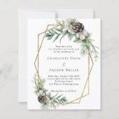 Kegeldennen groen geometrische bruiloft uitnodigin (Voorkant)