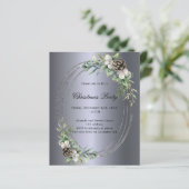 Kegeldennen zilveren kerstfeest uitnodiging (Staand voorkant)