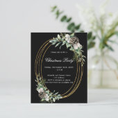 Kegeldennen zwart goud kerstfeest uitnodiging (Staand voorkant)