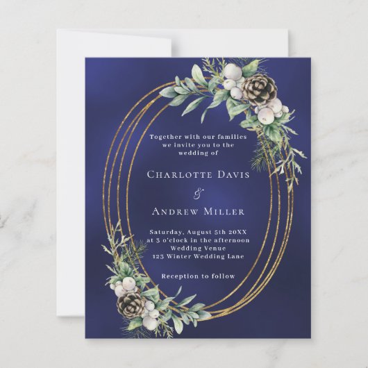 Kegeldennengroen blauwe bruiloft uitnodiging (Voorkant)