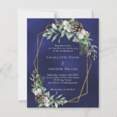 Kegeldennengroen goud blauw bruiloft uitnodiging (Voorkant)