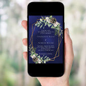 Kegeldennengroen goud geometrische blauwe bruiloft kaart