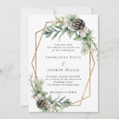 Kegeldennengroen goud geometrische bruiloft kaart (Voorkant)