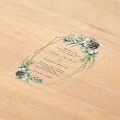 Kegeldennengroen goud geometrische heldere bruilof acryl uitnodigingen (Laagn)