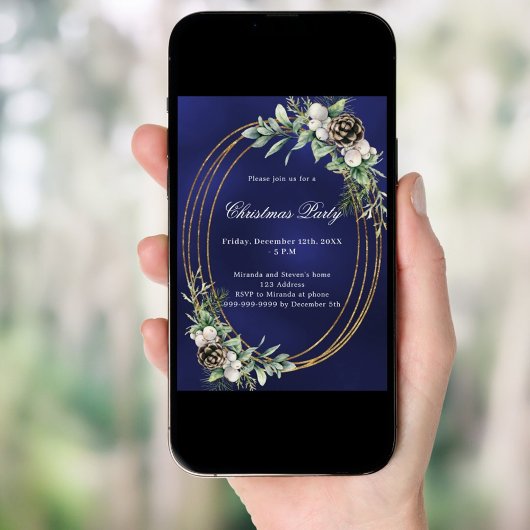 Kegeldennengroen goud lijst blauw Kerstfeest Kaart