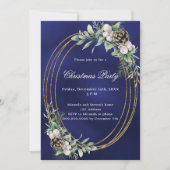 Kegeldennengroen goud lijst blauw Kerstfeest Kaart (Voorkant)