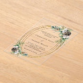 Kegeldennengroen gouden lijst duidelijke bruiloft acryl uitnodigingen (Laagn)