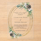 Kegeldennengroen gouden lijst duidelijke bruiloft acryl uitnodigingen (Voorkant)