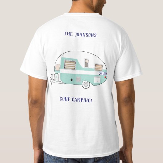 Kegelkampeerwagen RV Trailer Camper Trip Vacking T-shirt (Achterkant)