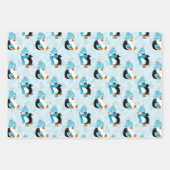 Kegelpinguïns kerstfloralen inpakpapier vel (Voorkant 3)