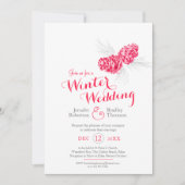 Kegels art rood grijs winter bruiloft foto kaart (Voorkant)