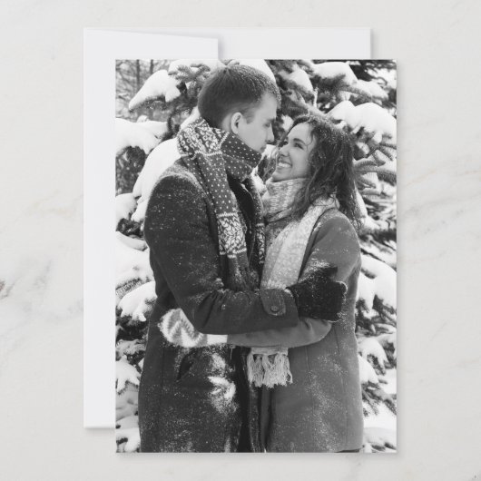 Kegels art rood grijs winter bruiloft foto kaart (Achterkant)