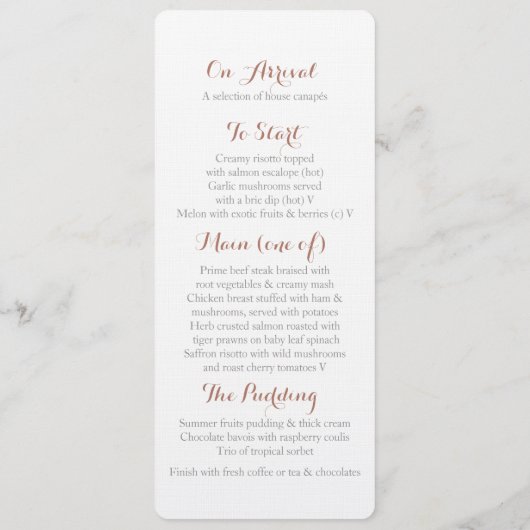 Kegels bruin grijs winter bruiloft diner menu (Achterkant)