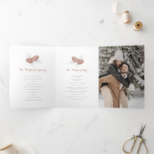 Kegels bruin grijs winter herfst bruiloft drieluik programma (Binnen)