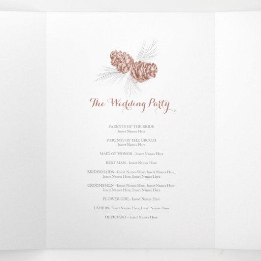 Kegels bruin grijs winter herfst bruiloft drieluik programma (Binnenkant midden)