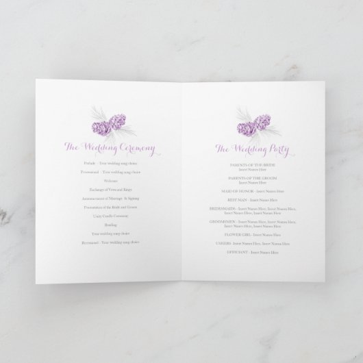 Kegels paarse grijze herfstbruiloftsprogramma's programma (Binnen)